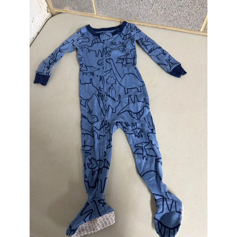 Carter's Blue Dinosaur Footed Pajamas Sleepsuit‎ 12 Months